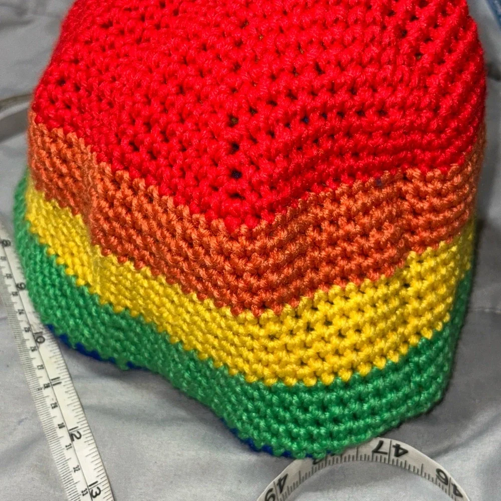 Rainbow Knit Faux Dread Yarn Cap Beanie Festival Rave Party (No Purple) Funny